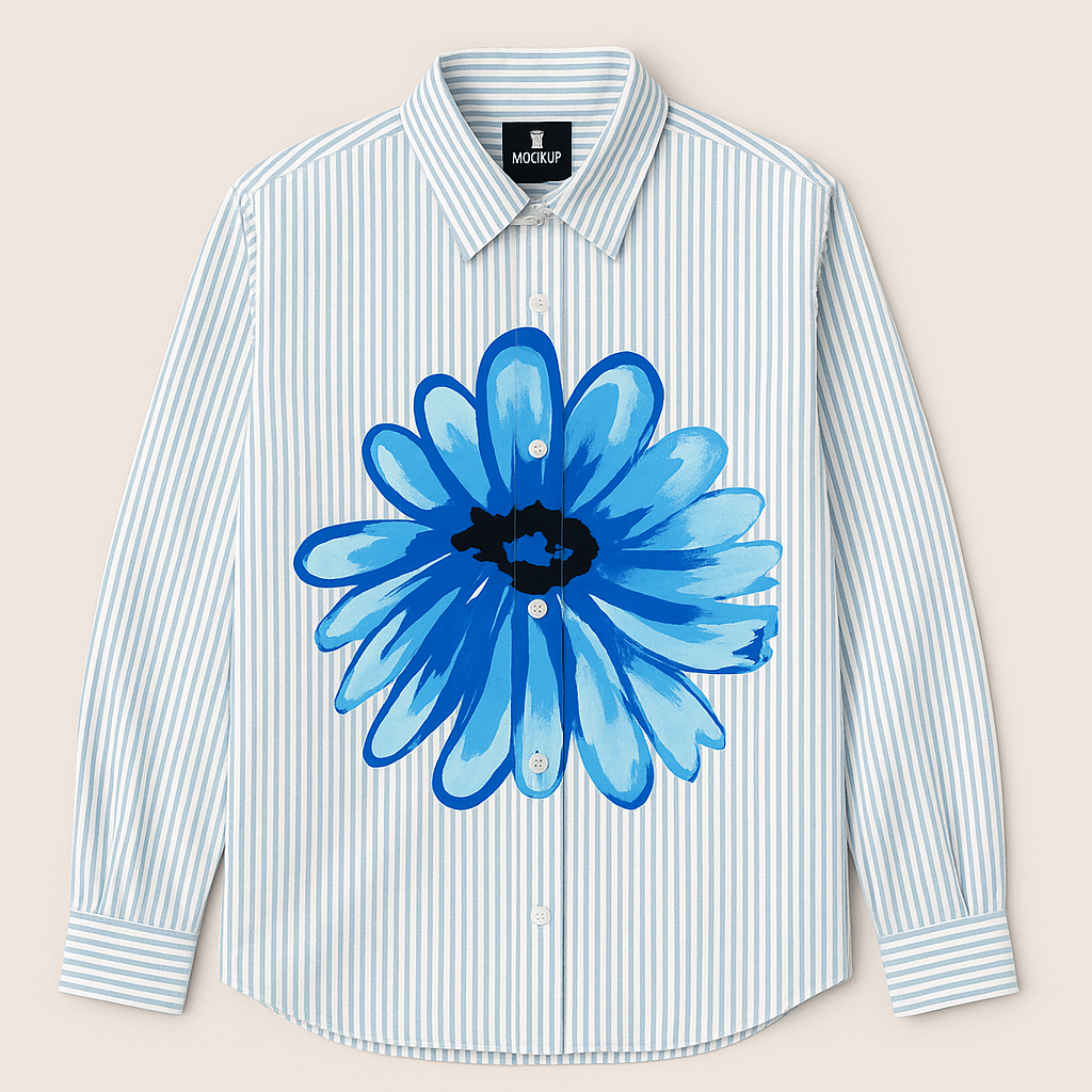 striped shirt with flower graphic